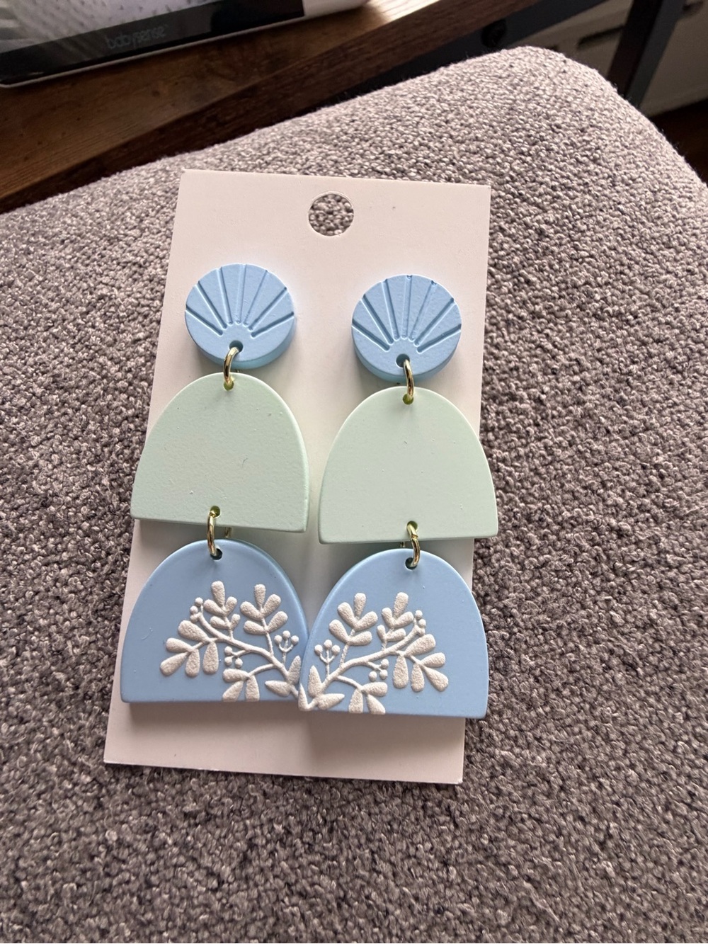 Kids Pastel Blue & Mint Clay Drop Earrings